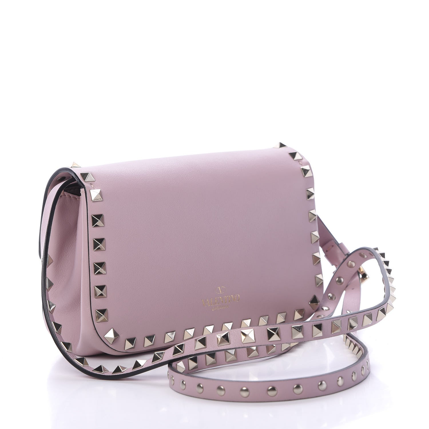 Valentino Garavani Vitello Mini Rockstud Flap Saddle Crossbody Bag Water Rose 2 of 9