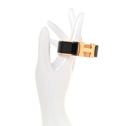 Hermes Enamel Wide Clic Clac H Bracelet GM Black 2 of 4