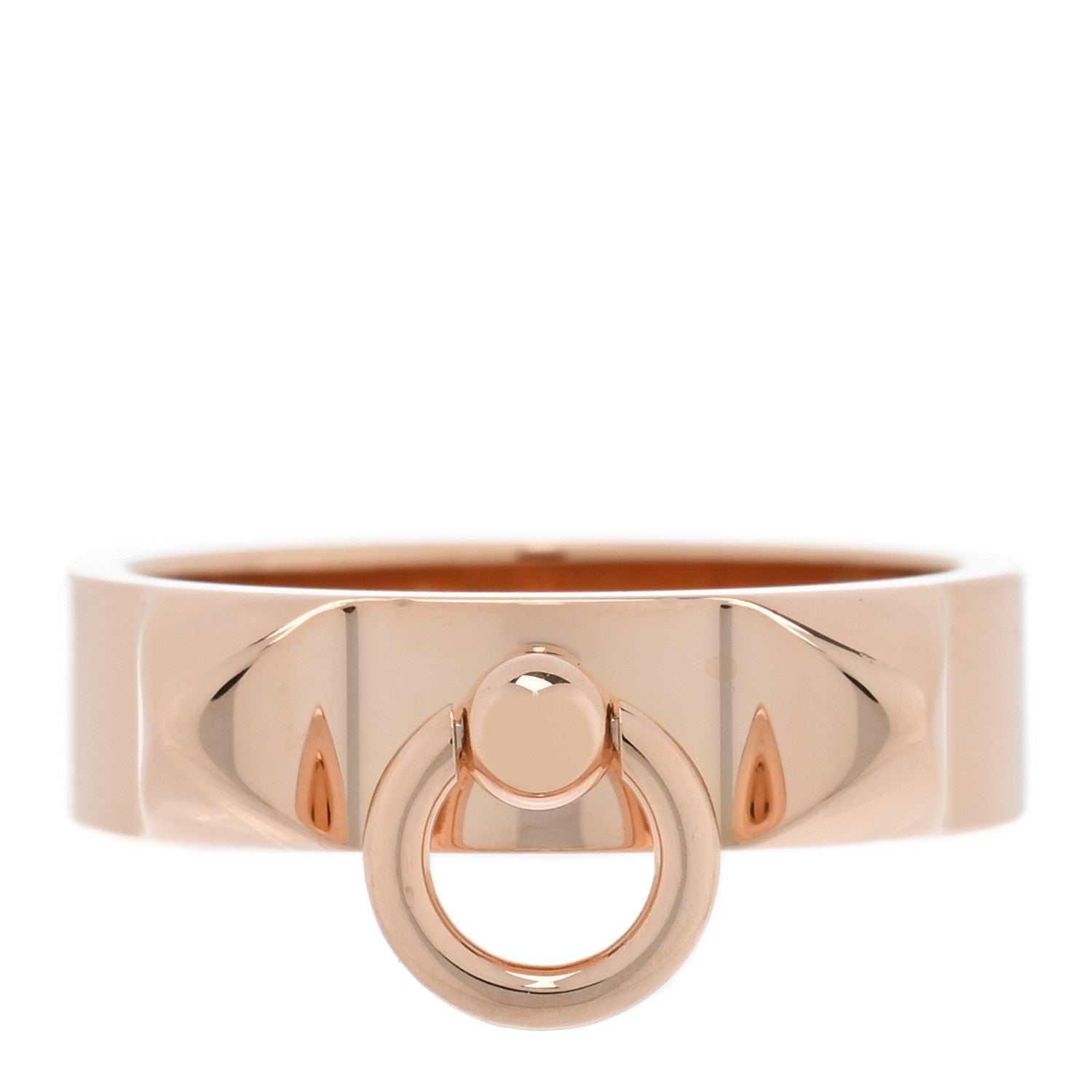 Hermes 18K Rose Gold PM Collier De Chien Ring 51 5.75 1 of 5
