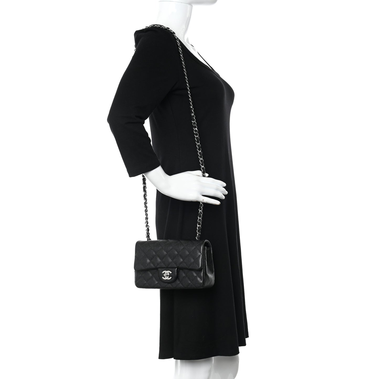 Caviar Quilted Mini Rectangular Flap Black