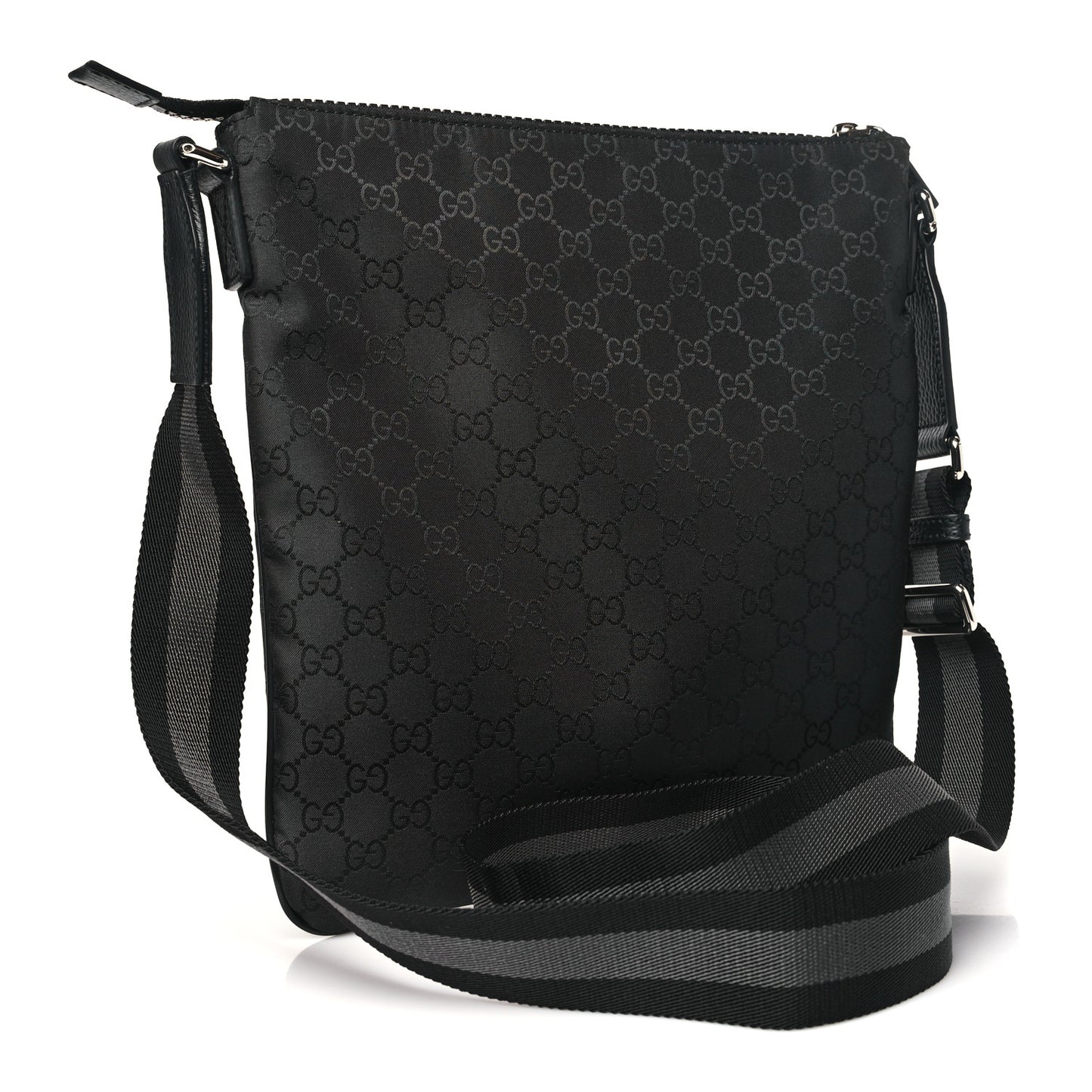 Nylon Monogram Small Flat Messenger Bag Black