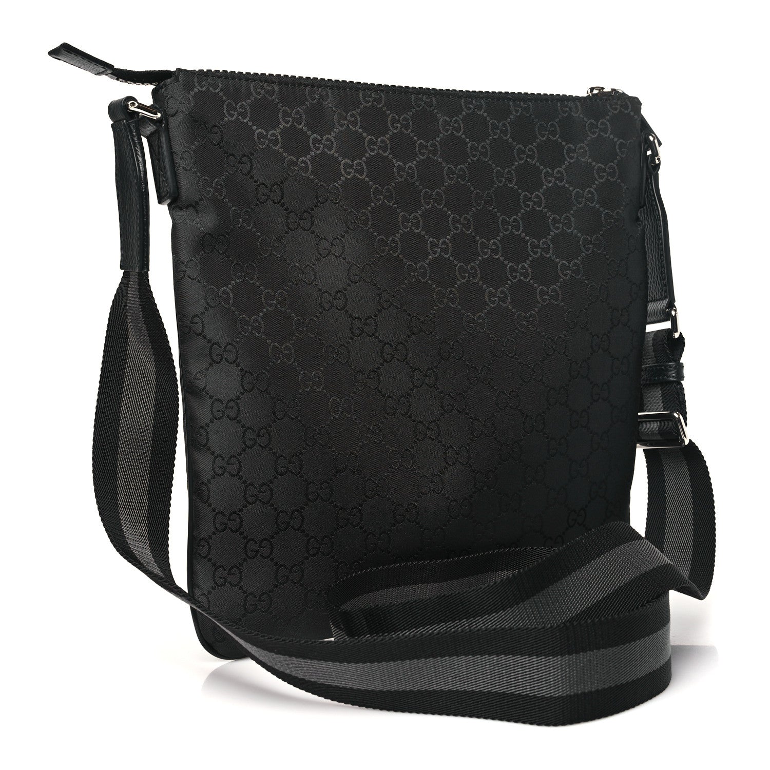 Gucci Nylon Monogram Small Flat Messenger Bag Black 2 of 9