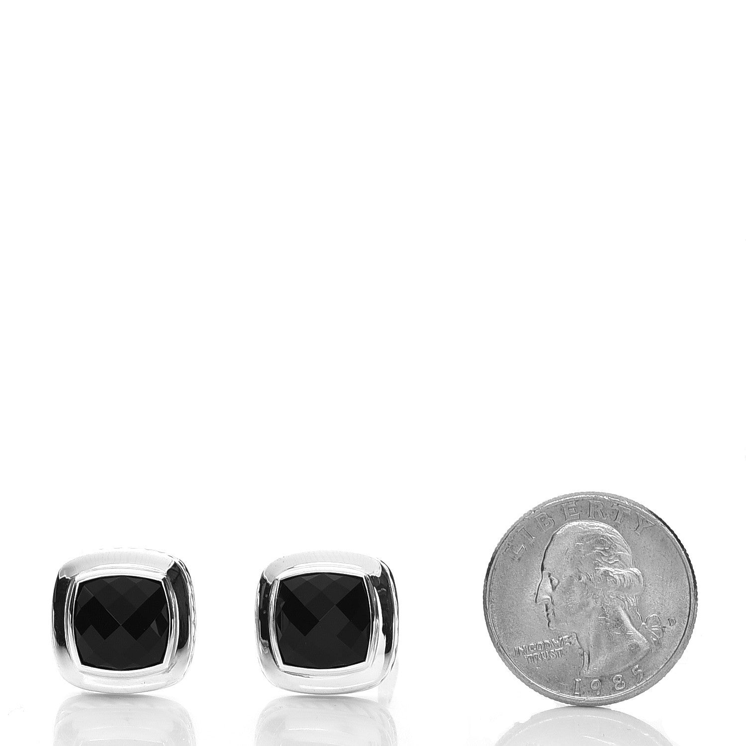 David Yurman Sterling Silver Black Onyx 11mm Albion Earrings 2 of 4