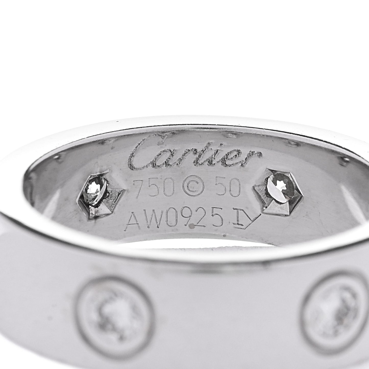 18K White Gold Gold 6 Diamond 5.5mm LOVE Ring 50 5.25