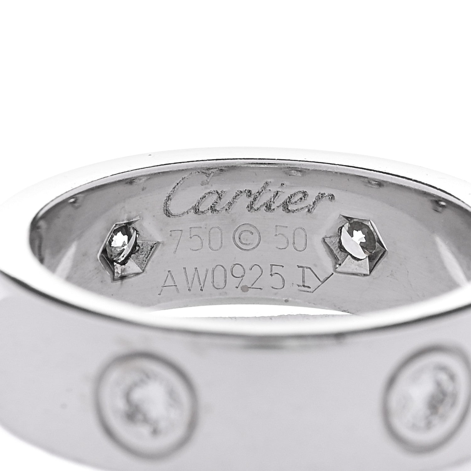 Cartier 18K White Gold Gold 6 Diamond 5.5mm LOVE Ring 50 5.25 4 of 5
