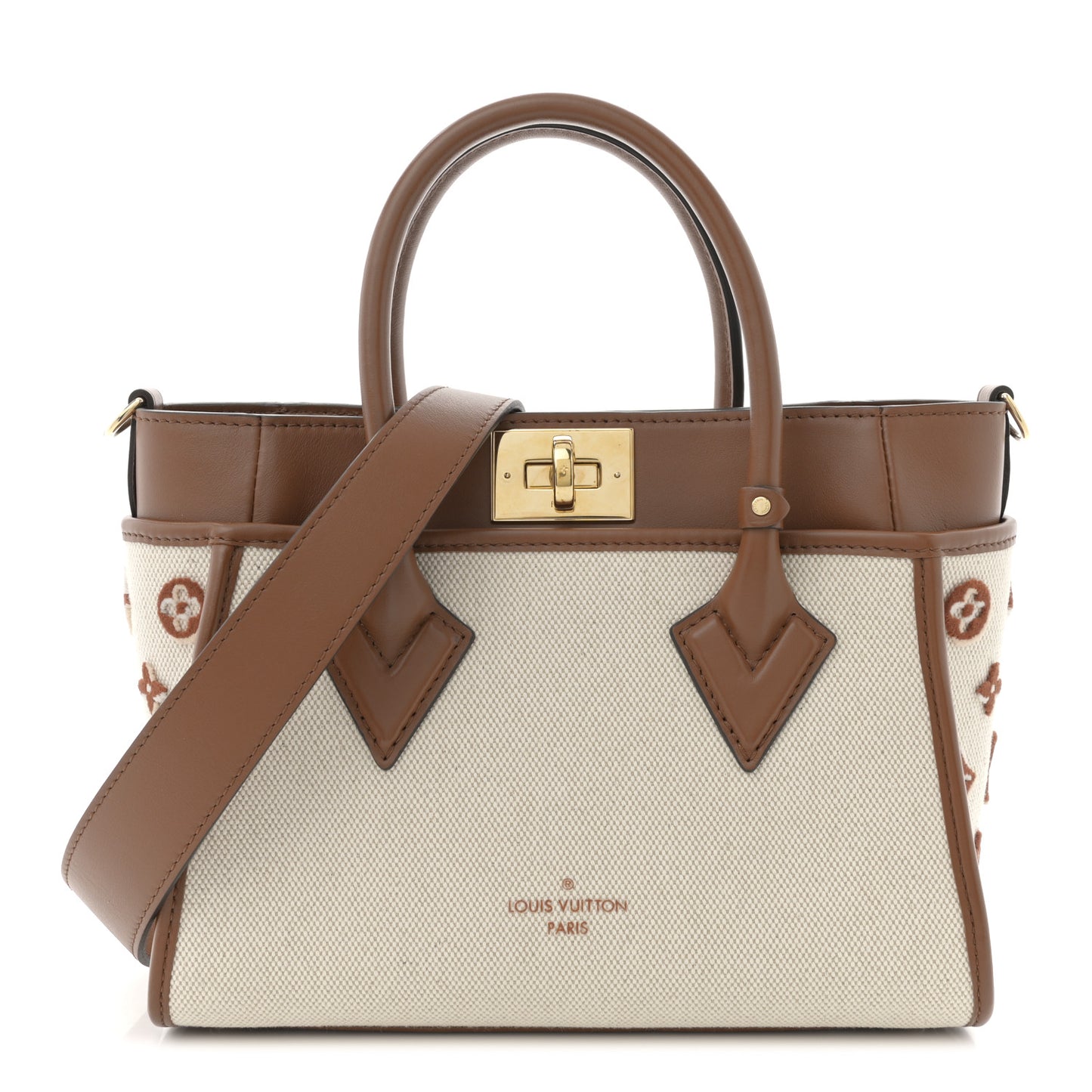 Canvas Calfskin Monogram On My Side PM Caramel Tan