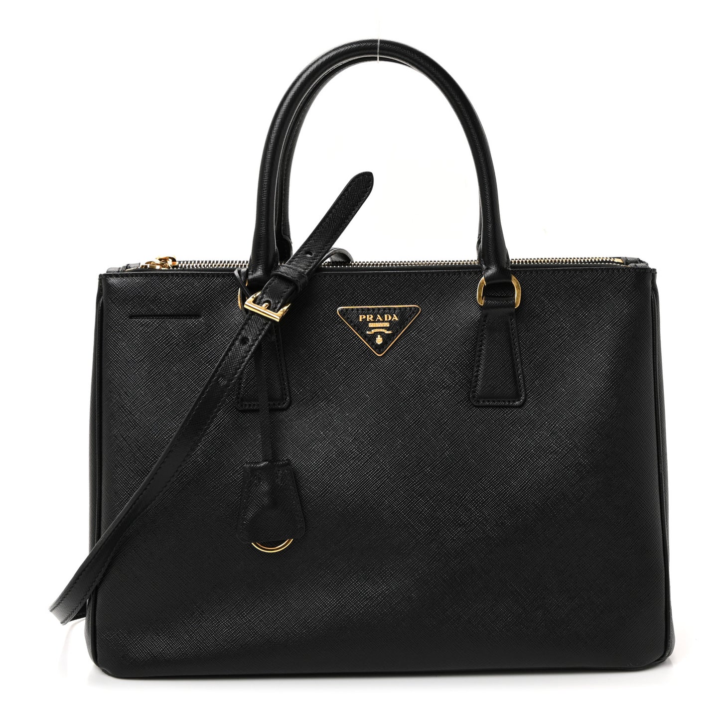 Saffiano Medium Galleria Double Zip Tote Black