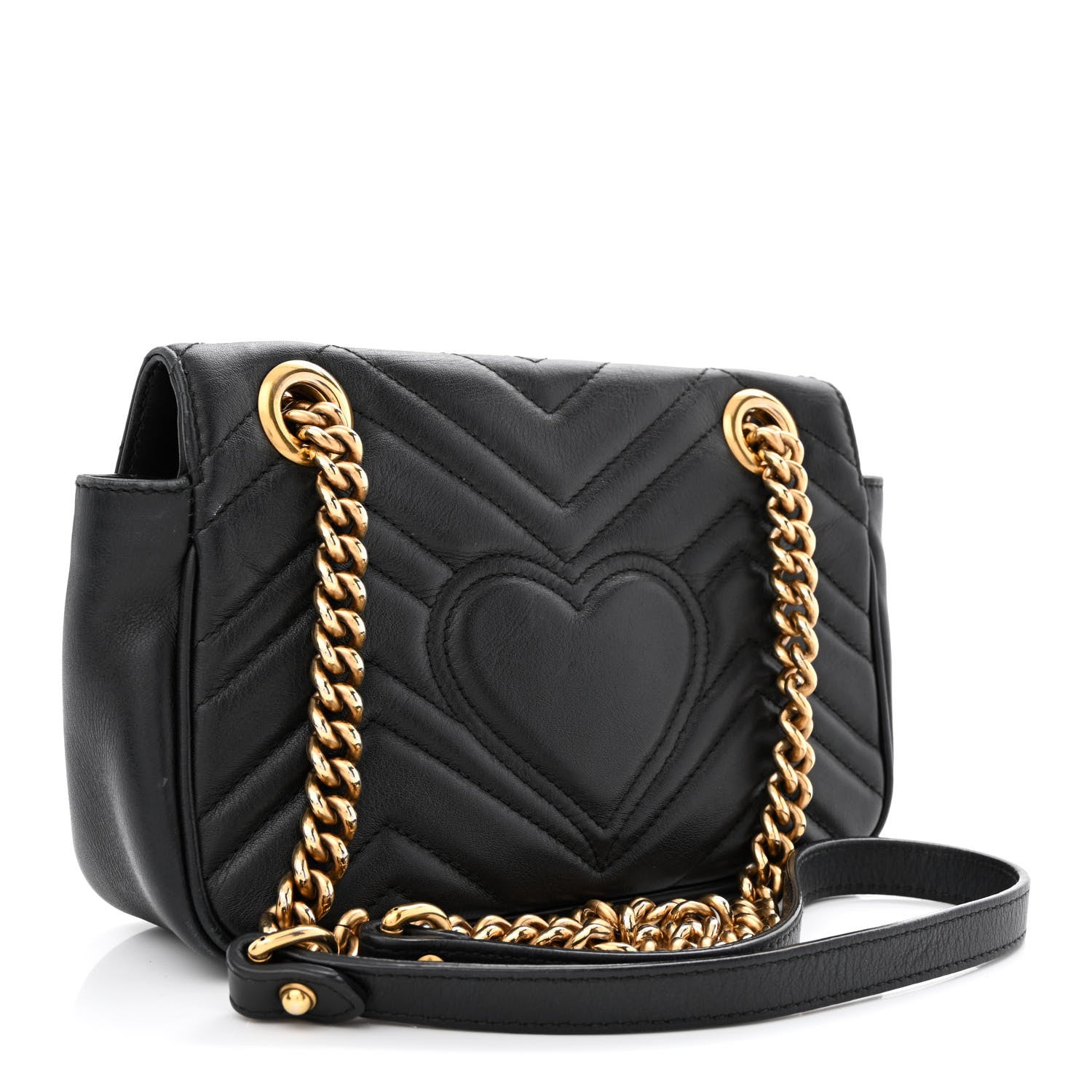 Gucci Calfskin Matelasse Mini GG Marmont Shoulder Bag Black 2 of 14