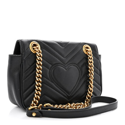 Gucci Calfskin Matelasse Mini GG Marmont Shoulder Bag Black 2 of 14