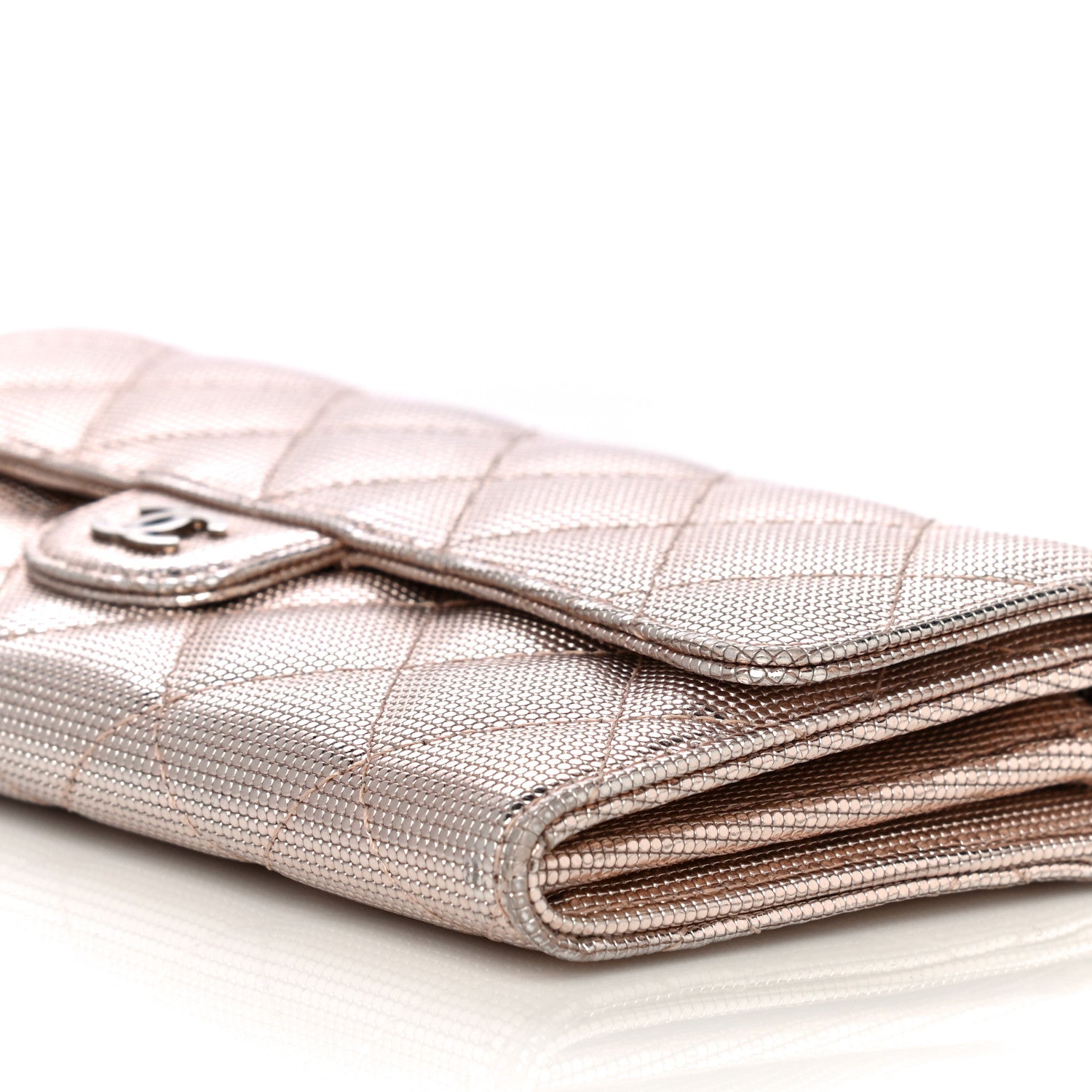 Chanel Metallic Calfskin Quilted Pixel Effect Large Flap Wallet Pink 10 of 13