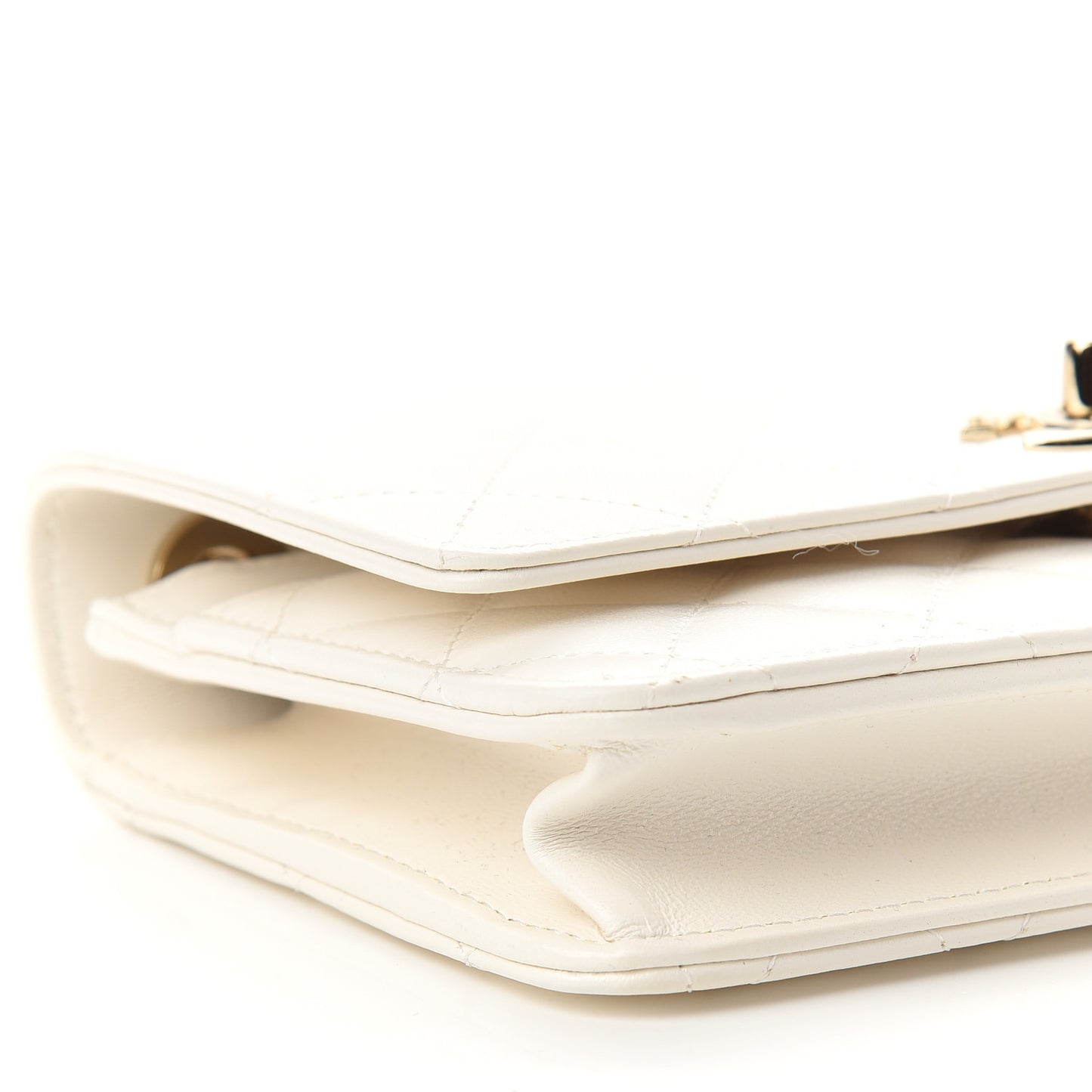Lambskin Quilted Trendy CC Wallet On Chain WOC White