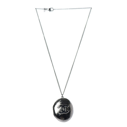 Chanel Ruthenium Locket CC Necklace Silver 3 of 6