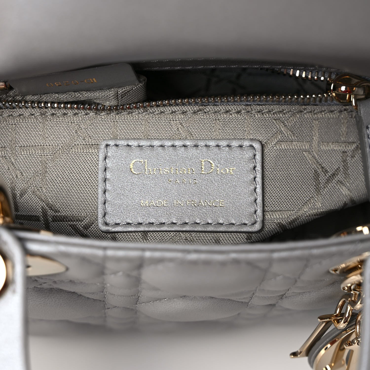 Christian Dior Metallic Lambskin Cannage Mini Lady Dior Grey 6 of 10