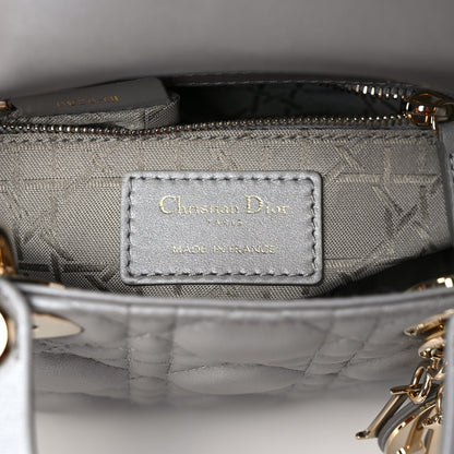 Christian Dior Metallic Lambskin Cannage Mini Lady Dior Grey 6 of 10