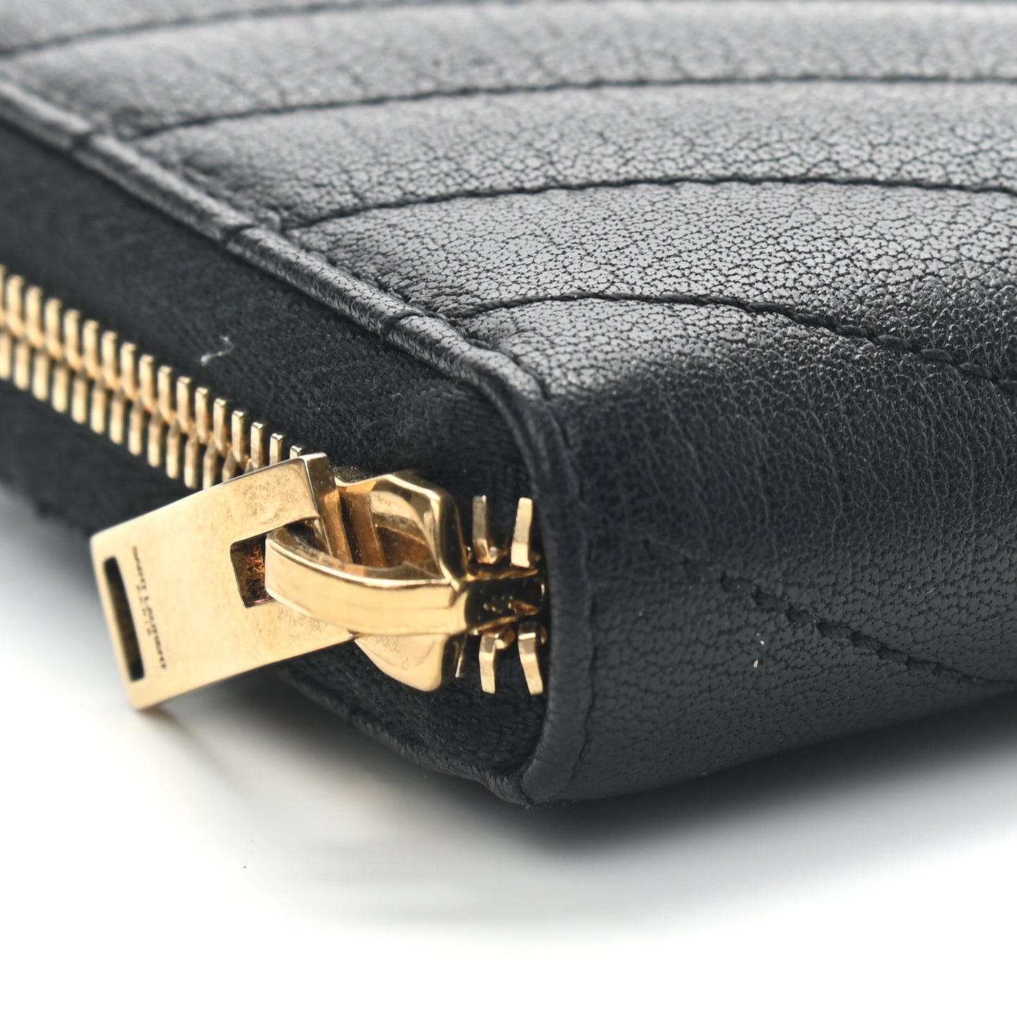 Goatskin Matelasse Chevron Monogram Zip Around Wallet Black