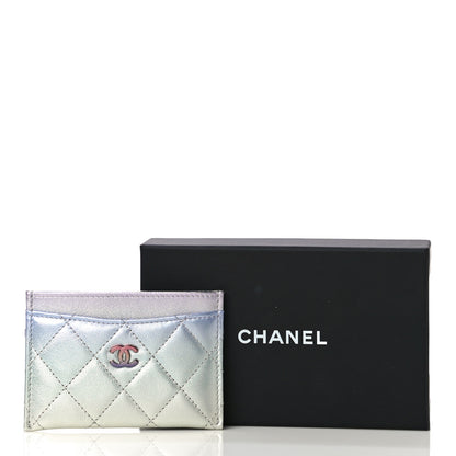 Chanel Gradient Metallic Calfskin Quilted Card Holder Silver Blue Yellow Purple 12 of 12