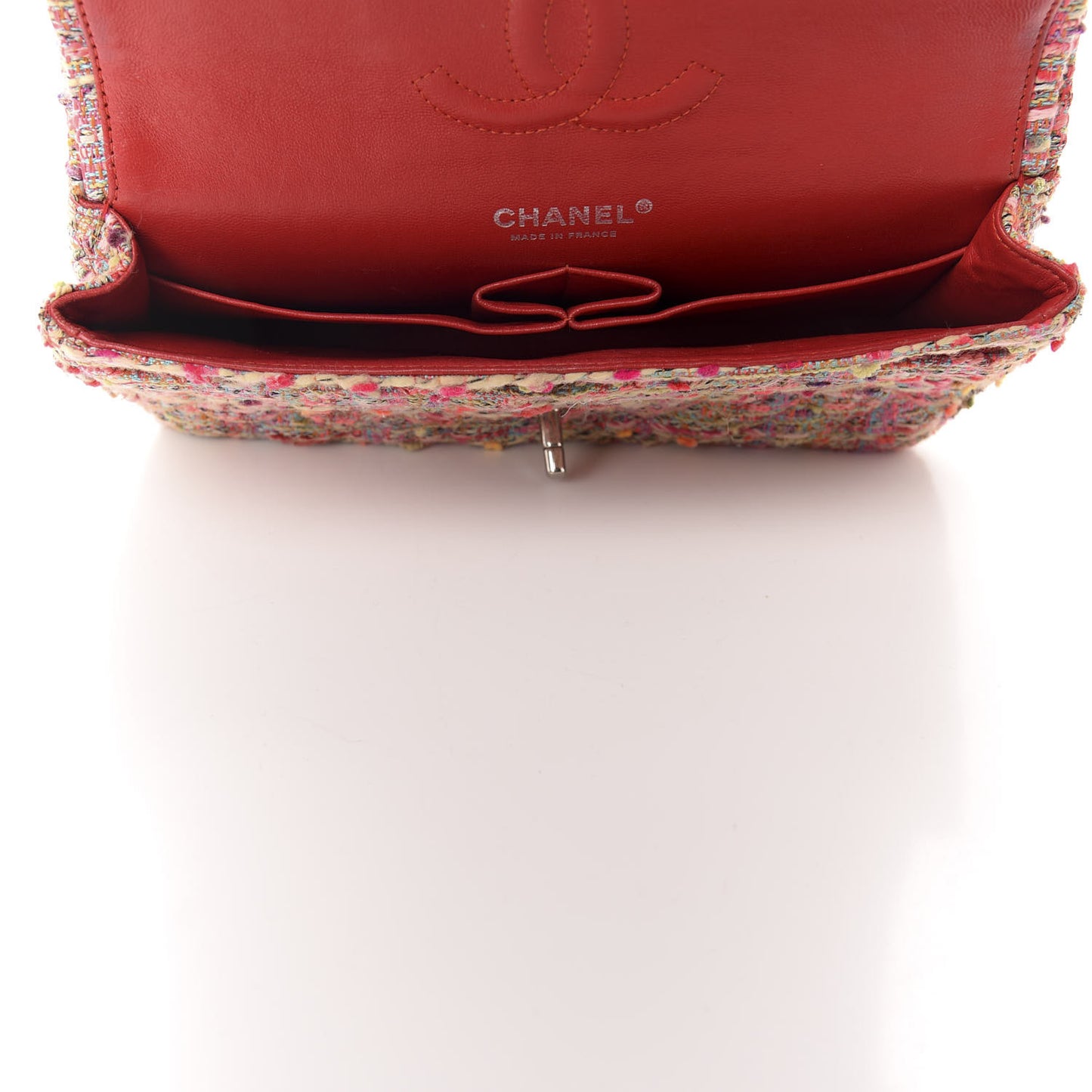 Tweed Quilted Medium Double Flap Pink