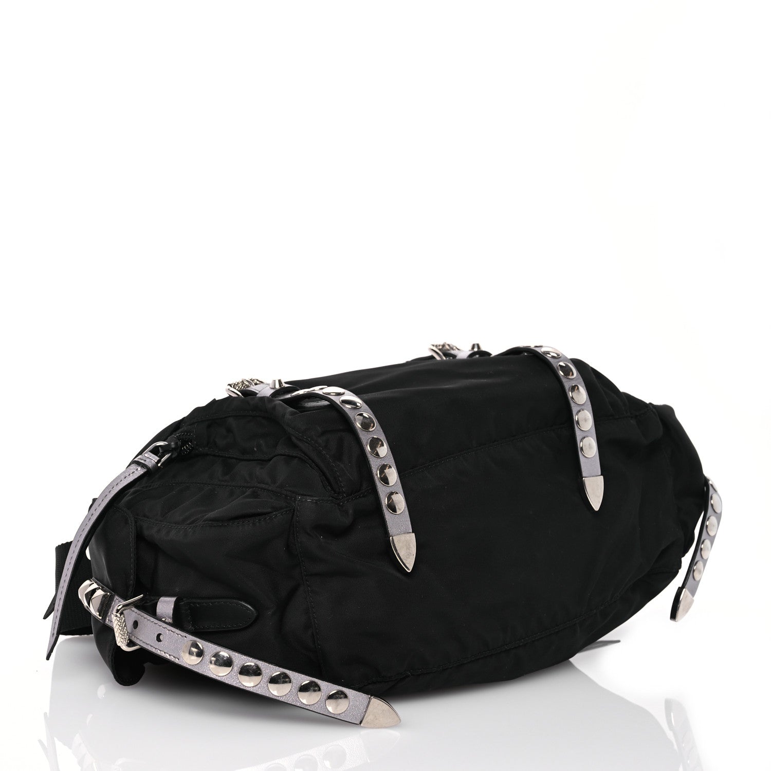 Prada Nylon New Vela Studded Messenger Bag Black 4 of 16