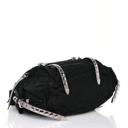 Prada Nylon New Vela Studded Messenger Bag Black 4 of 16