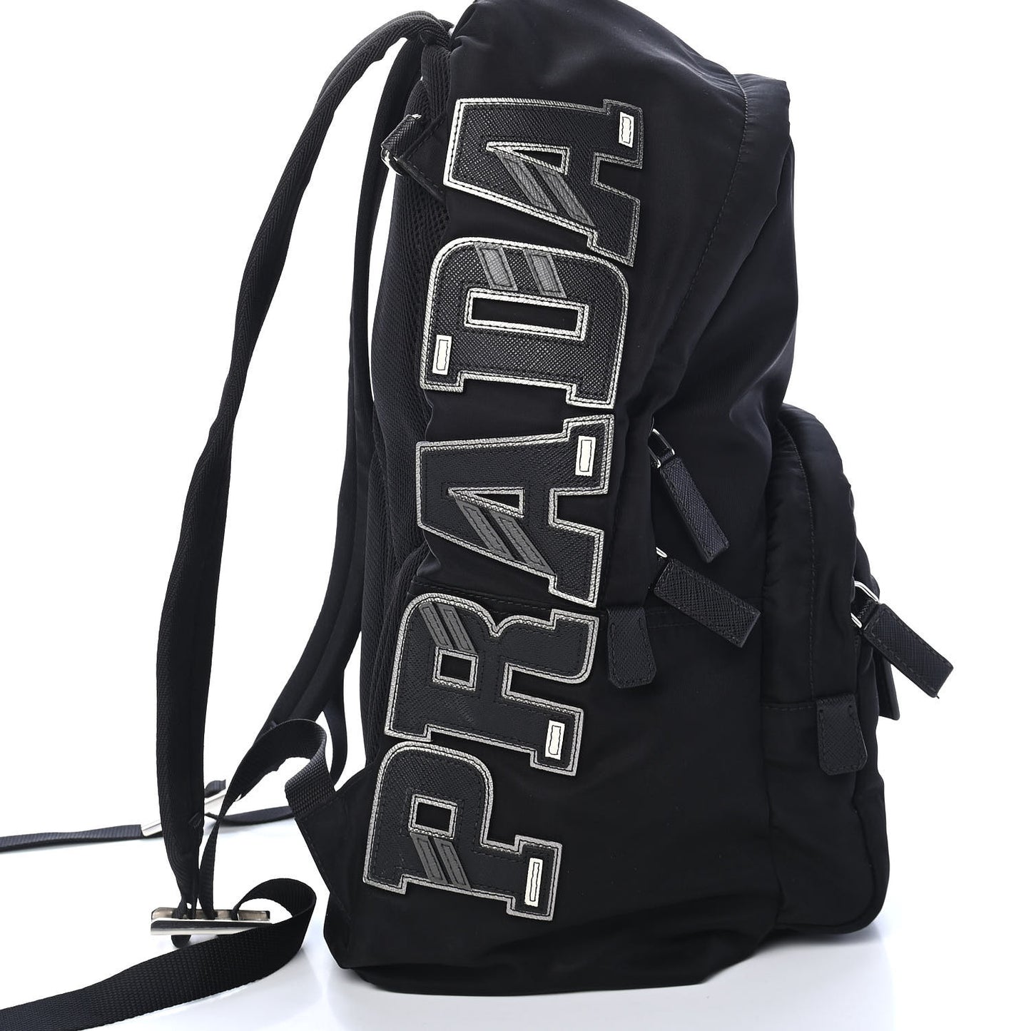 Nylon Tessuto Logo Patch Backpack Black