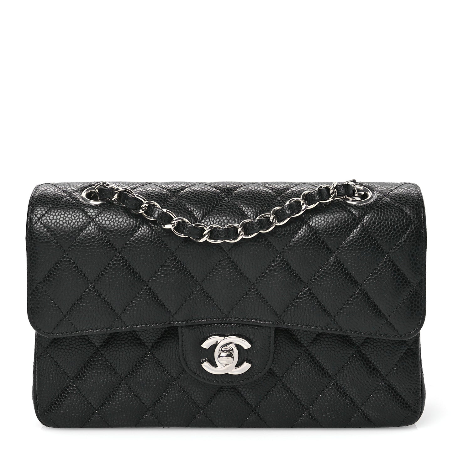 Caviar Quilted Small Double Flap Black
