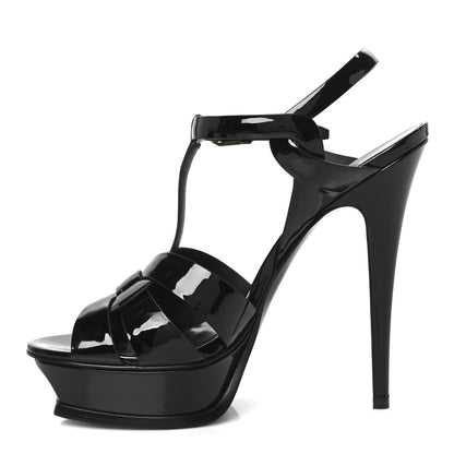 Saint Laurent Patent Tribute 105 Platform Sandals 39 Black 1 of 10