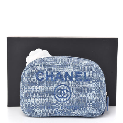 Chanel Woven Straw Raffia Deauville Cosmetic Pouch Blue 10 of 10