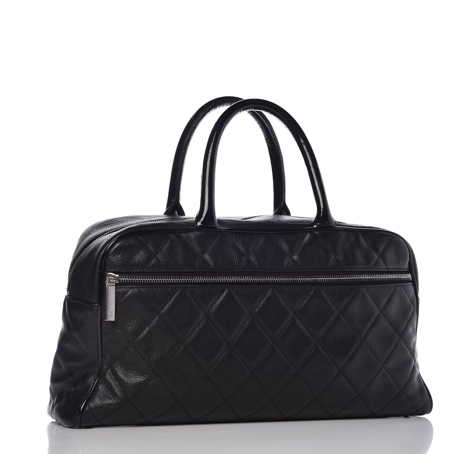 Chanel Caviar Patent Quilted Large Bowler Black 3 of 13