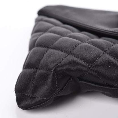 Chanel Satin Quilted Flap Clutch Black 8 of 9