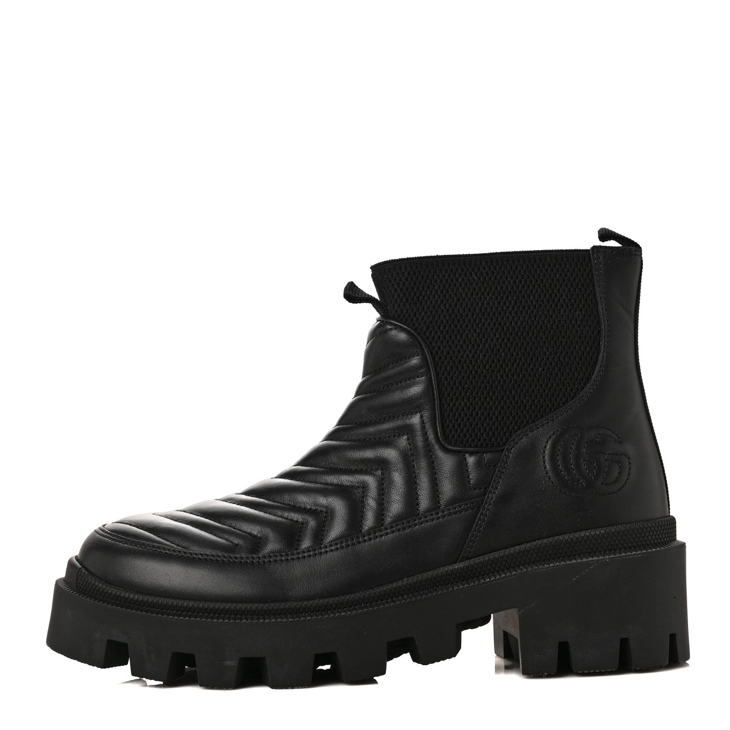 Calfskin Nappa Matelasse Frances Chelsea Boots 38 Black