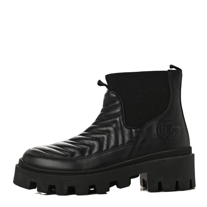 Gucci Calfskin Nappa Matelasse Frances Chelsea Boots 38 Black 1 of 6