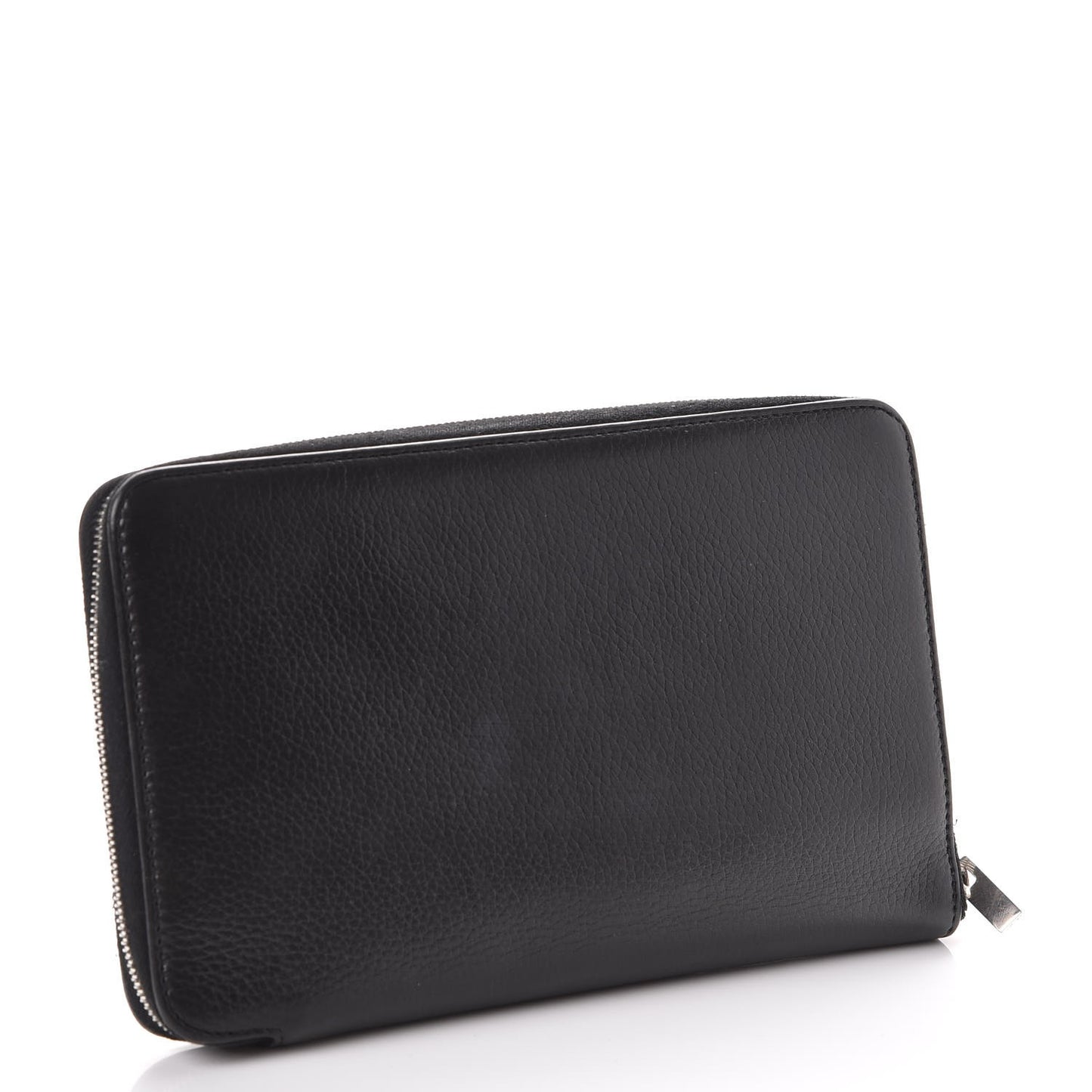 Drummed Calfskin Zip Around Organizer Wallet Black Citron