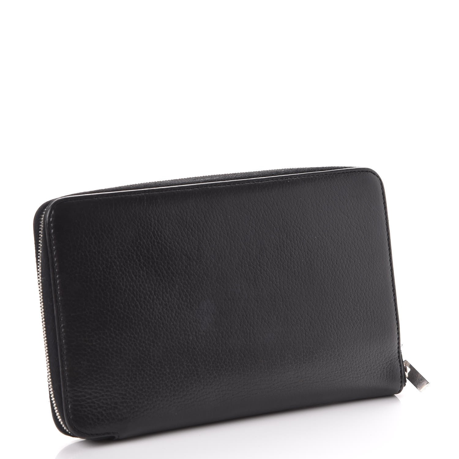 Celine Drummed Calfskin Zip Around Organizer Wallet Black Citron 3 of 15