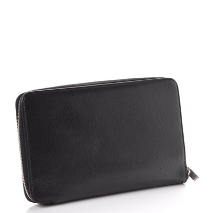 Celine Drummed Calfskin Zip Around Organizer Wallet Black Citron 3 of 15