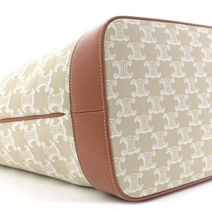 Celine Triomphe Canvas Calfskin Medium Cabas Bag Grege 9 of 11