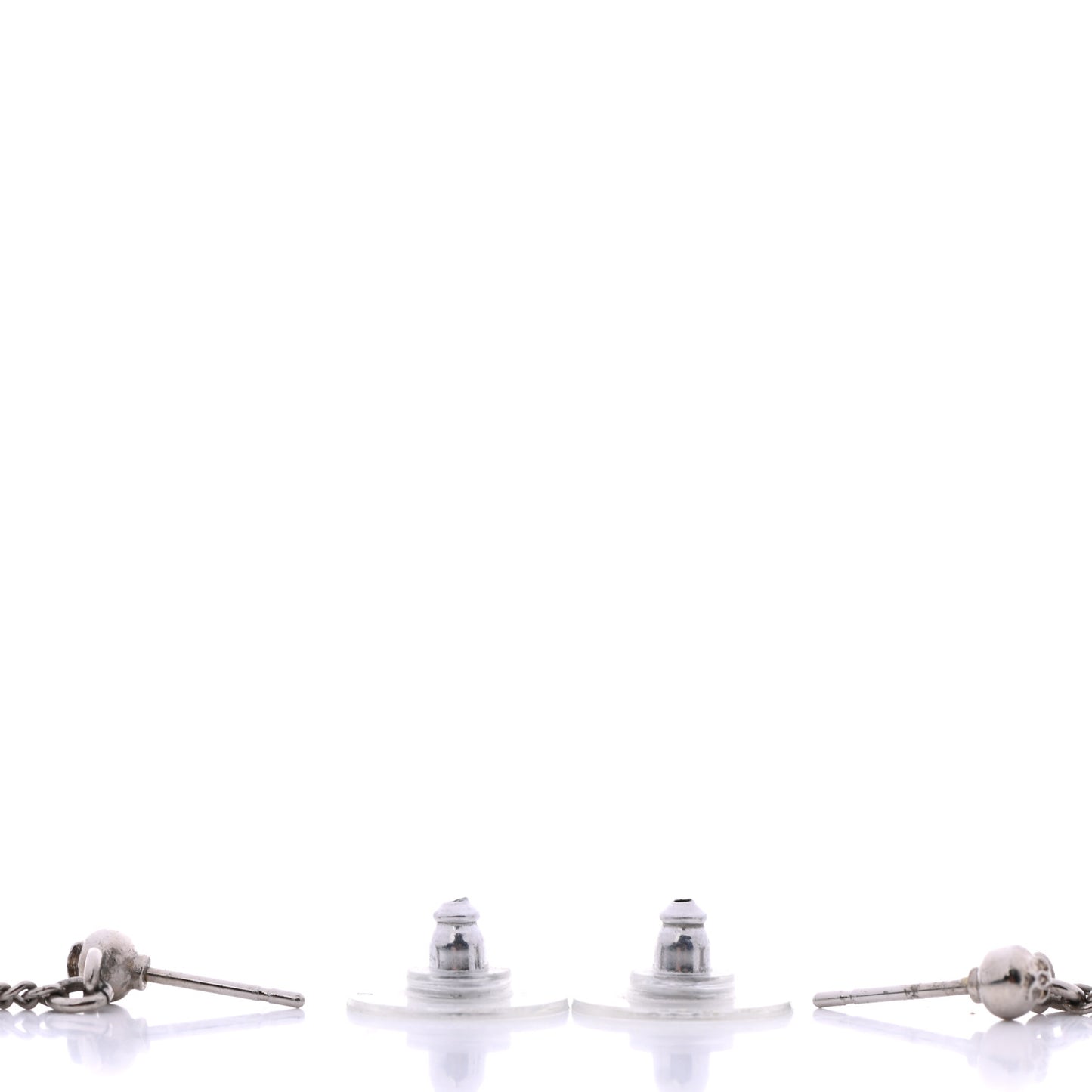 Crystal Baguette CC Dangle Earrings Silver