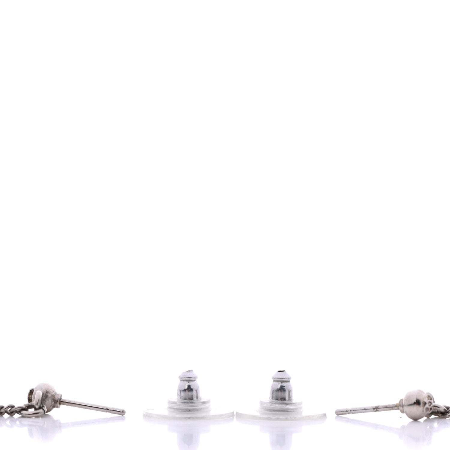 Chanel Crystal Baguette CC Dangle Earrings Silver 3 of 3
