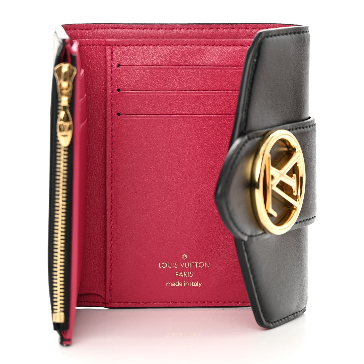 Louis Vuitton Smooth Calfskin LV Pont 9 Compact Wallet Black 5 of 13