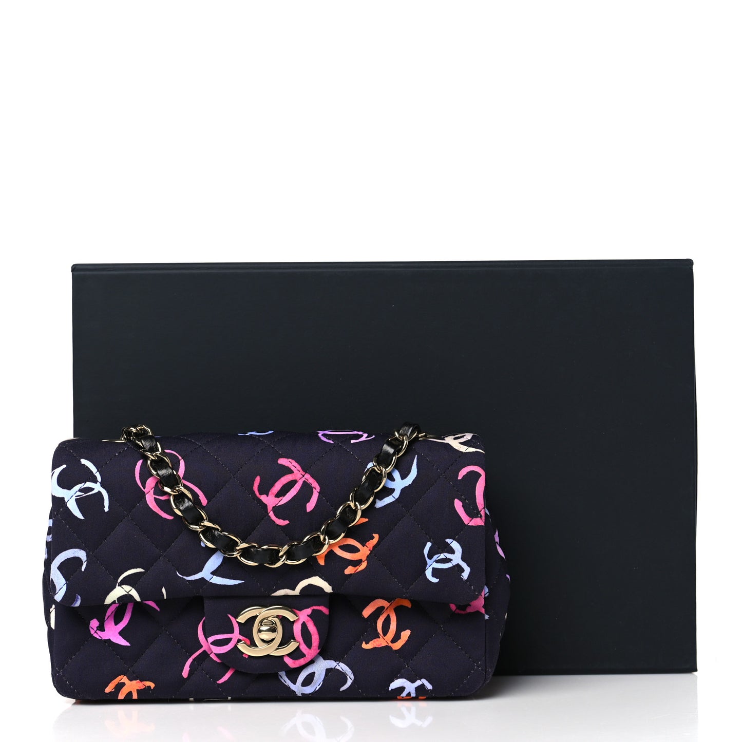 Printed Fabric Quilted Mini Rectangular Flap Black Pink Blue Yellow Orange