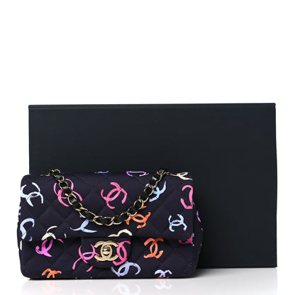 Chanel Printed Fabric Quilted Mini Rectangular Flap Black Pink Blue Yellow Orange 11 of 11
