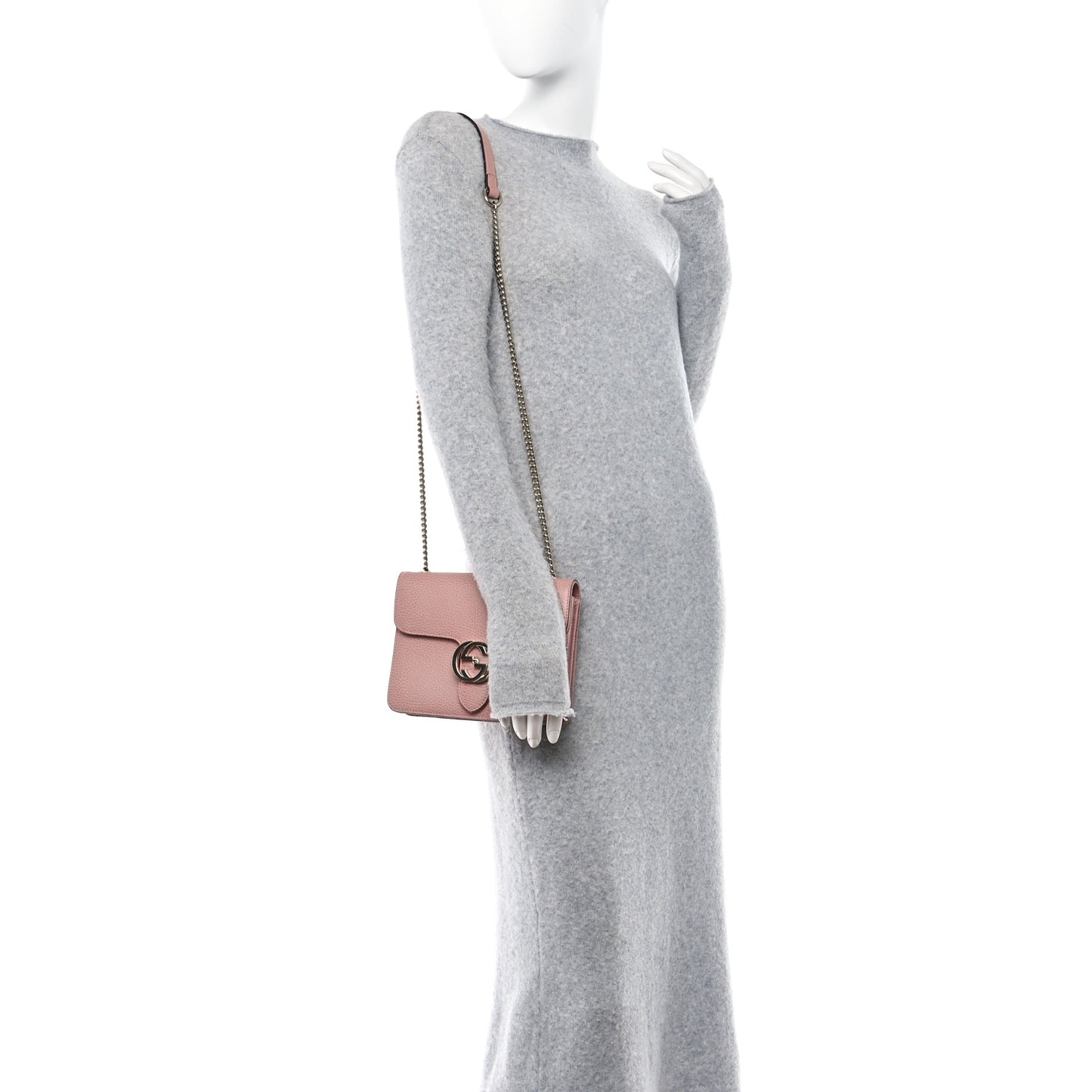 Dollar Calfskin Small Interlocking G Shoulder Bag Soft Pink