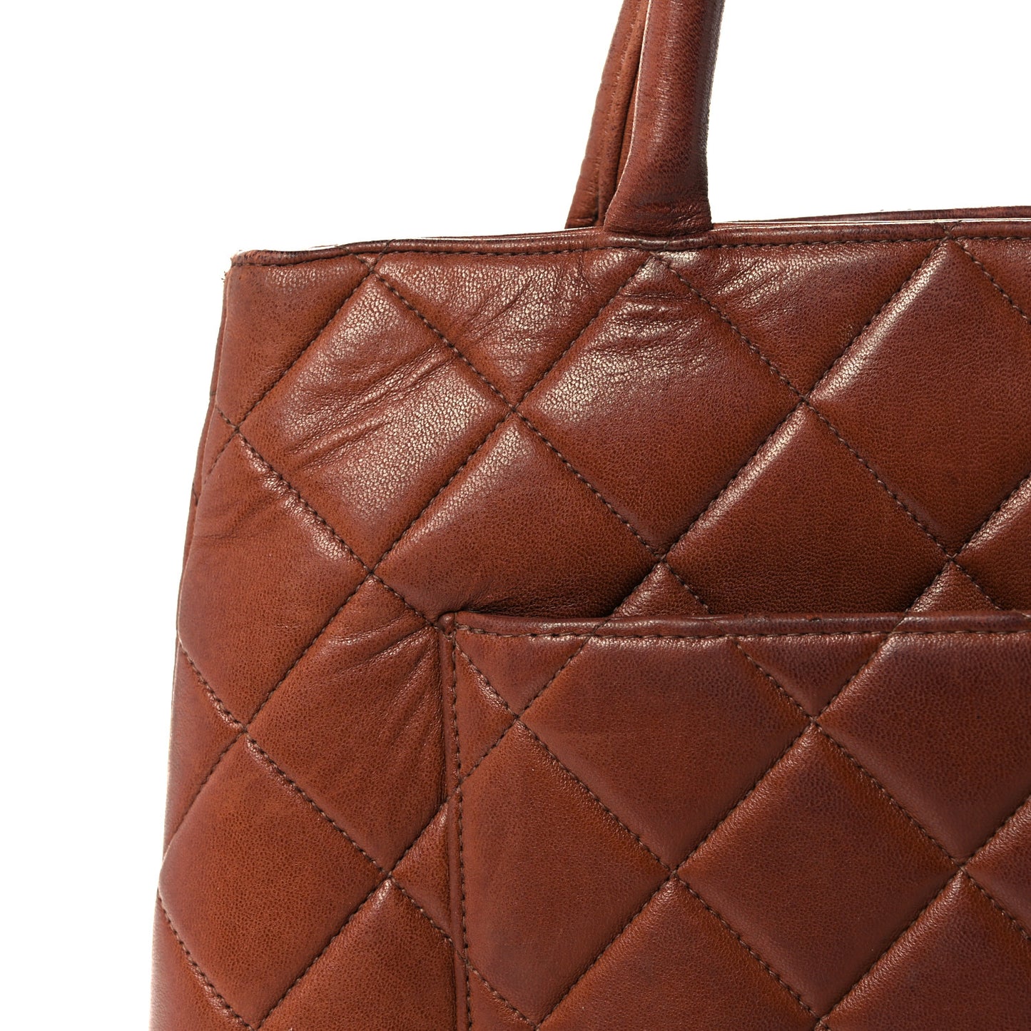 Lambskin Quilted Medallion Tote Brown
