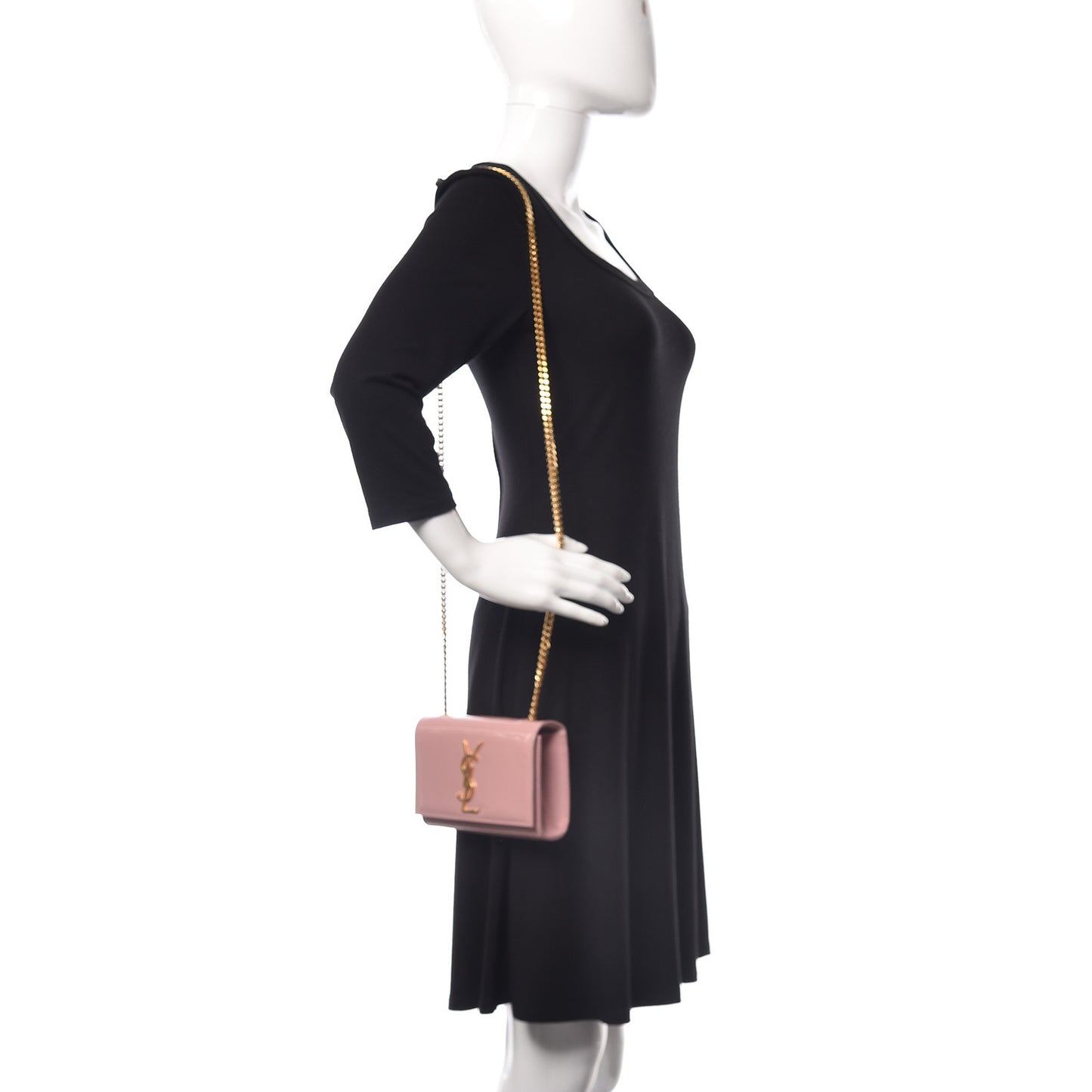 Patent Small Classic Monogram Kate Satchel Dragee