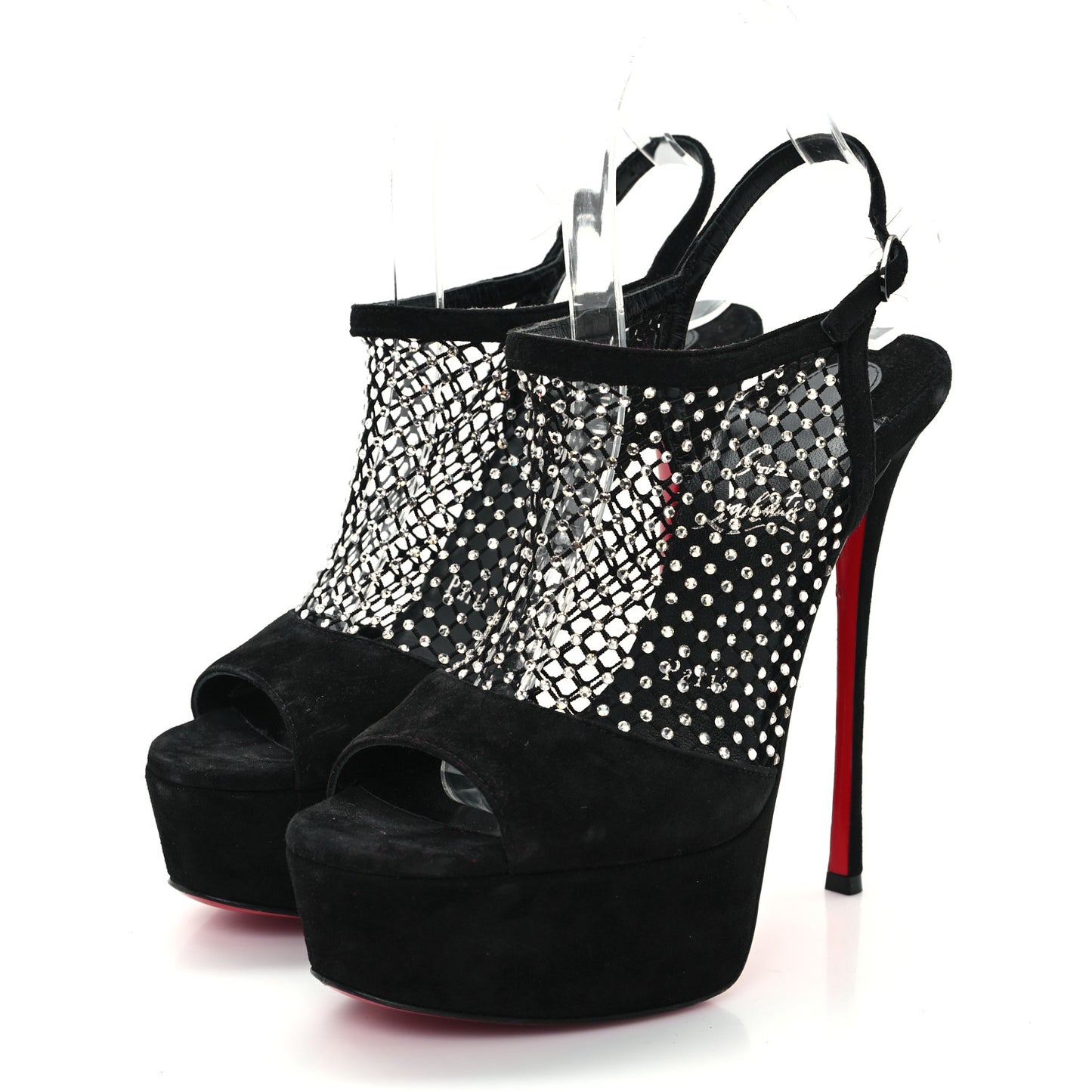 Suede Crystal Pumps 37.5 Black