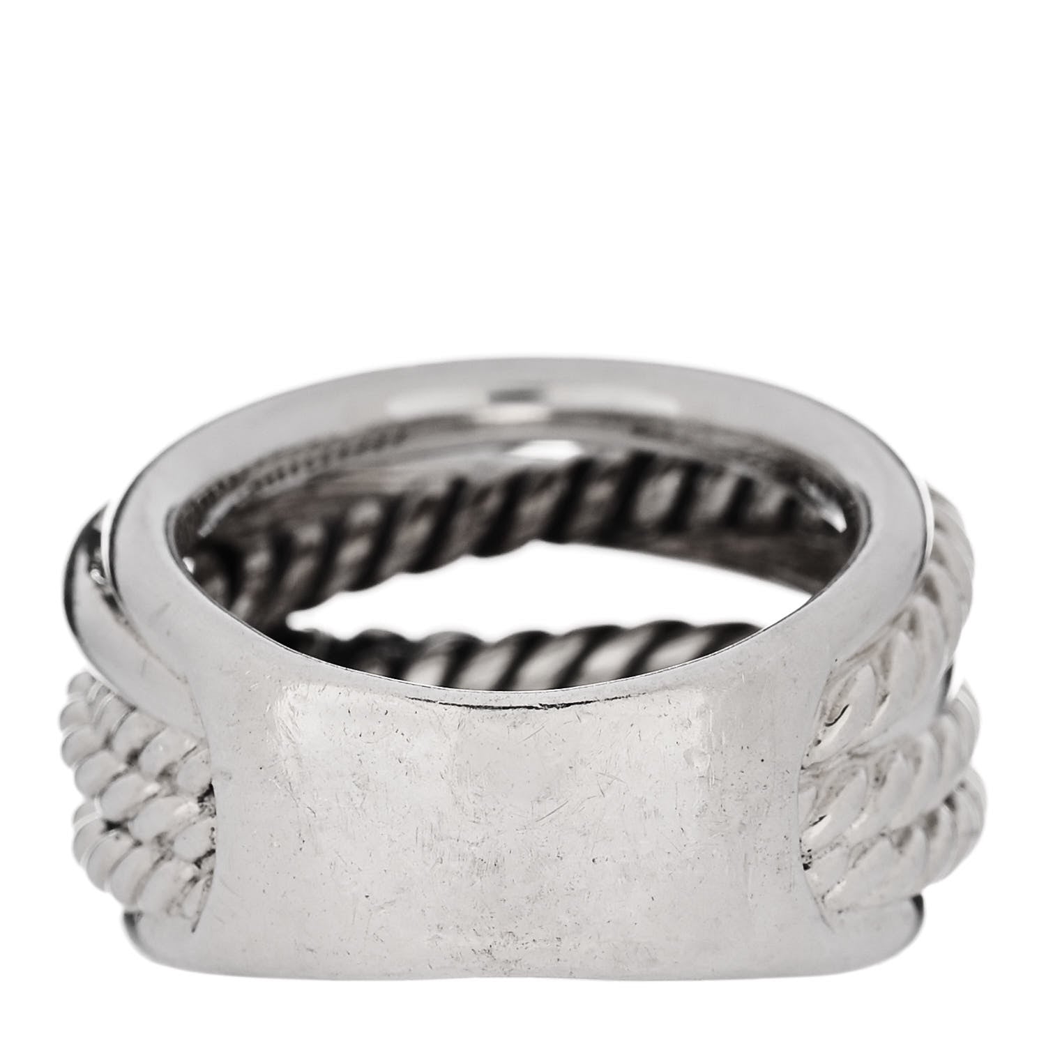David Yurman Sterling Silver 15mm Wide Crossover Cable Ring 54 7 3 of 4