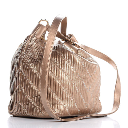 Chanel Metallic Lambskin Coco Pleats Drawstring Bag Gold 3 of 13
