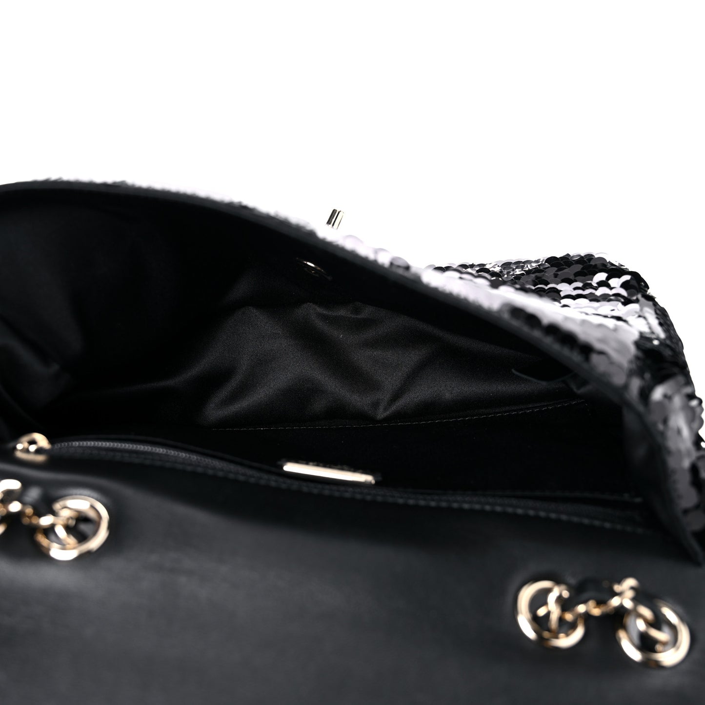 Sequin Small Single Flap Black