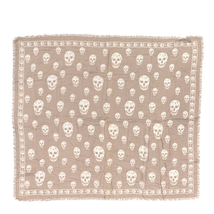 Alexander McQueen Silk Chiffon Skull Scarf Beige Ivory 1 of 5