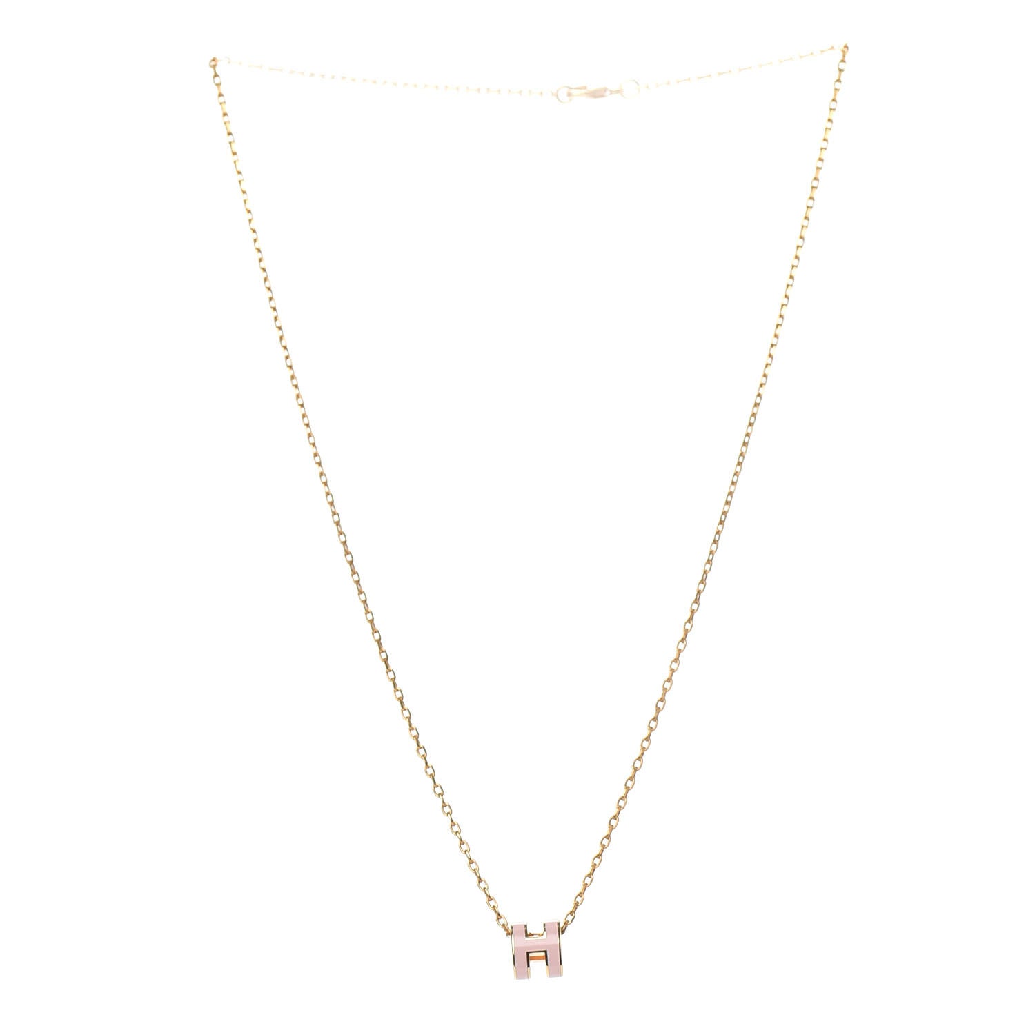 Hermes Rose Gold Lacquered Pop H Pendant Necklace Rose Sakura 4 of 6