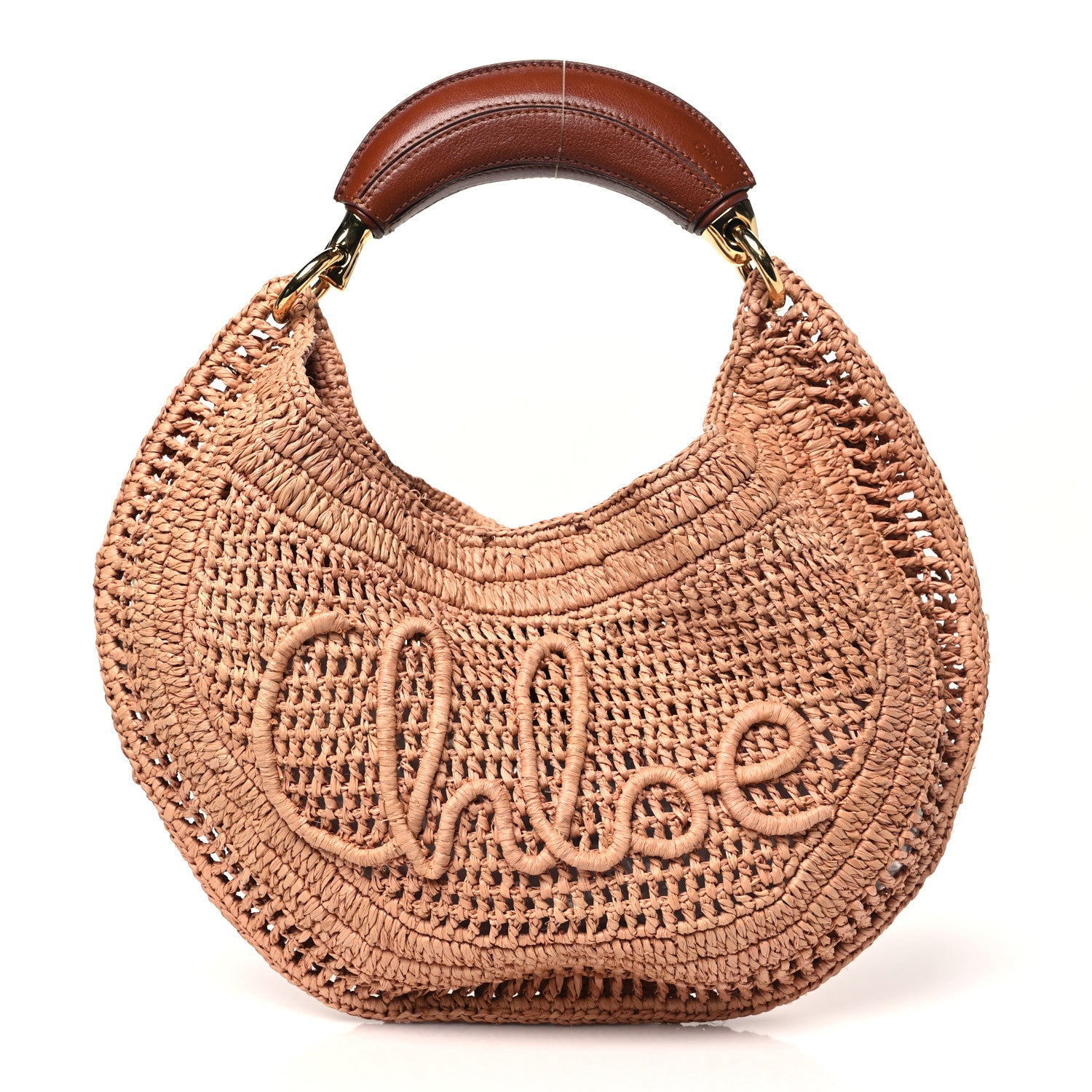 Chloe Raffia Calfskin Summer Banana Hobo Summery Beige 1 of 9